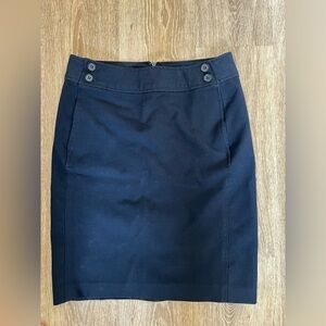 Women’s Talbots 4 Navy Blue Pencil Professional Office Business Skirt Buttons